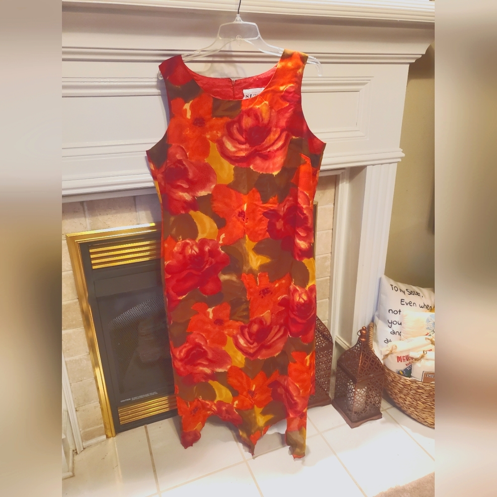 SL Fashions ankle length sleeveless floral dress large